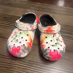 Tie Dye Crocs with Fuzzy Insoles